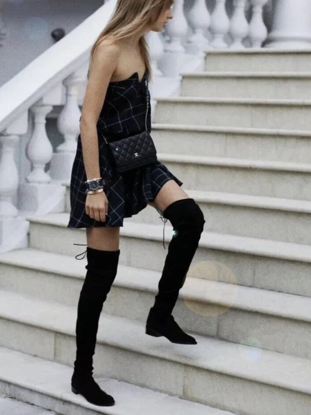 STUART WEITZMAN Suede Lowland over-the-knee Low Heel Boots Black Size 9.5